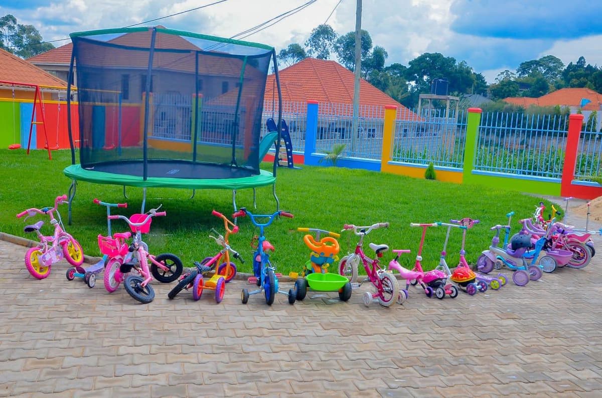 Outdoor playground with play equipment